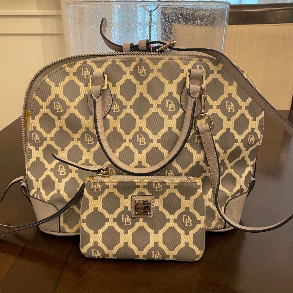 USED Dooney & Bourke Cream and Gray Satchel Set